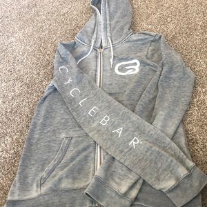CycleBar Heathered grey, large zip up sweatshirt